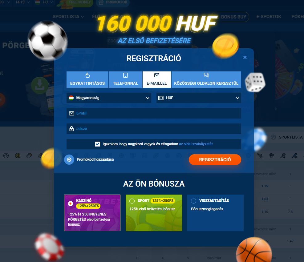 (Kép: Regisztrációs lehetőségek felülete – Mostbet.hu bejelentkezési ablak több opcióval)